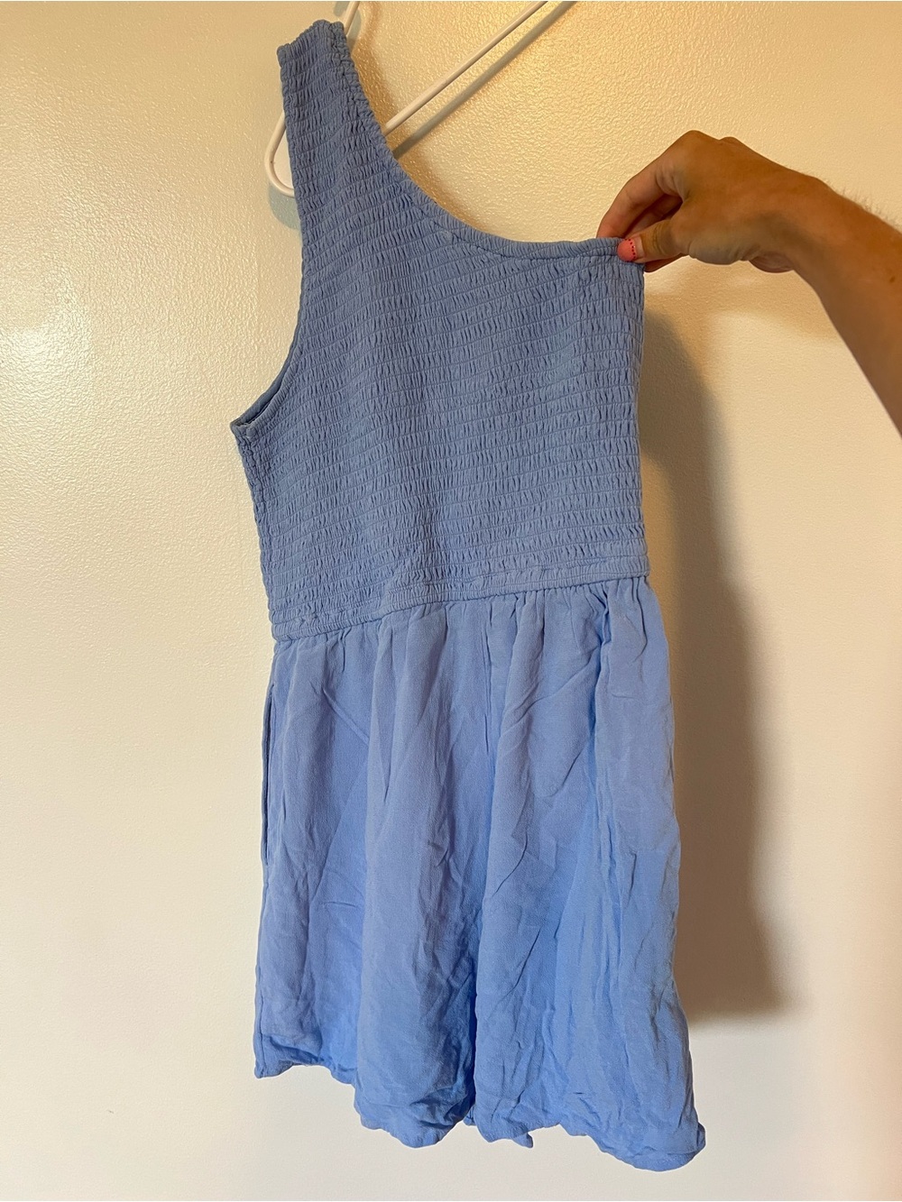 One-Shoulder Light Blue Romper